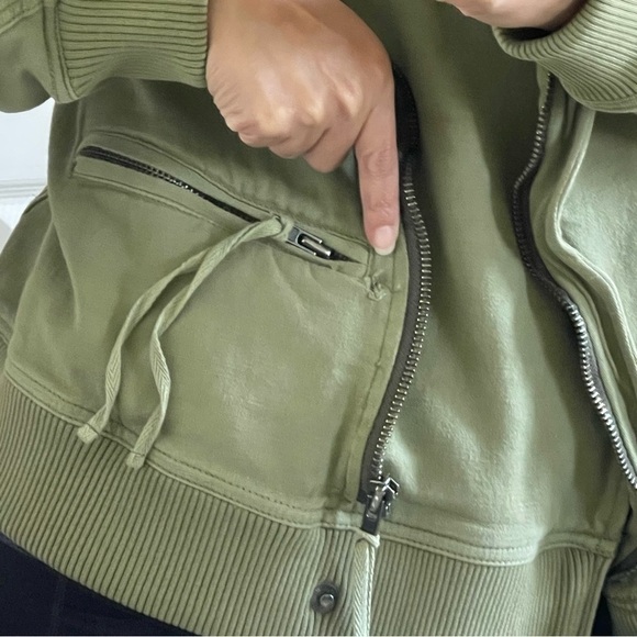 Free People We The Free Carmen Moto Jacket Green Olive Size S - Picture 10 of 17